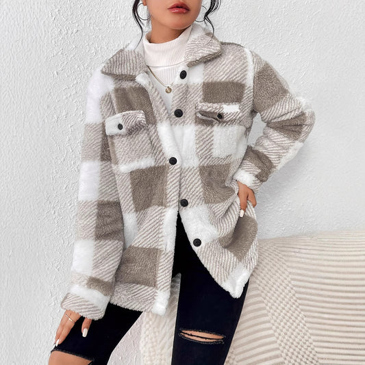 Veste à Carreaux Plaid pour Femme