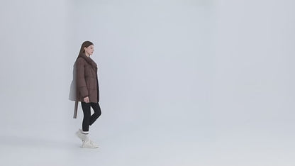 Veste d’Hiver Élégante à Col Revers avec Ceinture