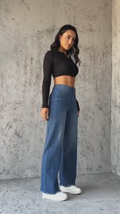 JEAN LARGE DROIT TAILLE HAUTE